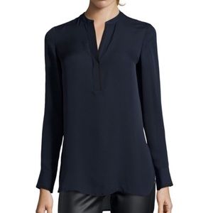 Vince silk navy blue blouse